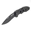 wolfcraft Leisure Knife with Folding Blade I 4289000 I Versatile leisure knife for hobby and camping, black