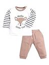 BABY GO 3-6M/6-12M/12-18M/18-24M Full Sleeves 100% Soft Cotton Clothing Set for Baby Boys (Beige and White)