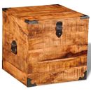 Solid Mango Wood Handmade Cubic Storage Chest Rustic Home Organizer Wax Finish