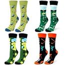 4 Pairs Golf Socks Men, Luwrevc Funny Cushioned Crew Socks Golf Accessories for Men, Funky Moisture Wicking Cotton Sock, Novelty Athletic Ankle Socks for Father‘s Day Christmas Birthday Golf Gifts
