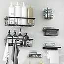 shepretty duschablage ohne bohren 6 Stück Badezimmer Regal schwarz organizer küche Rostfrei spülbecken organizer
