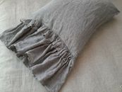 Linen pillowcase with double ruffle ruffled pillowcase linen bedding queen shams