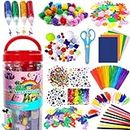 FUNZBO Arts and Crafts Supplies for - Kids Age 4-8, 4-6, 8-12 with Glitter Glue Stick, Pipe Cleaners Craft & Craft Tools, DIY School Supplies Kit, Girls Toys