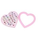 CALIST 6Pcs Girls Rhinestone Gem Rings with Heart Shape Display Case/Girls Pretend Play and Dress up Rings