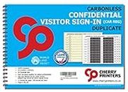 Cherry Carbonless NCR GDPR Compliant Confidential Visitor Sign with CAR REG in Duplicate Wiro Book A4 50 Sets