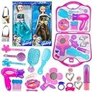 BABRO - Doll Set, Doll Set for Girls, Elsa & Anna Doll Set & Accessories with Suitcase Makeup Accessories