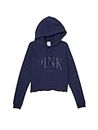 Victoria's Secret PINK Fleece Cropped Everyday Hoodie, Women's Sweatshirt, Blue (M)