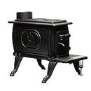 US Stove Company Rustic 900 Square Foot Clean Cast Iron Log Burning Wood Stove with Integrated Cooking Surface and Cool Touch Safety Handle