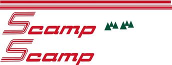 Vintage Scamp 13' 16' Camper Trailer Side Body Stripes/Trees Decals/Sticker kit 