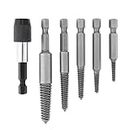 uptodateproducts 5pcs/set Bolt Remover Screw Extractor HSS Screw Remover Drill Bits with Hex Shank and Spanner for Broken/Damaged Bolt Stud AA