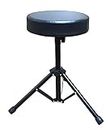 Swan7 Black Sponge Padded Round Top Seat With Sturdy Adjustable Tripod Base and Anti-Slip Rubber Feet Drum Throne Stool Chair for Drummer, Keyboard, Piano, Percussion Player