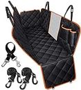 Dog Seat Cover, Waterproof Dog Car Seat Cover Back Seat Hammock with Mesh Visual Window & Side Flaps & Dog Seat Belt, Scratchproof Pet Seat Cover for Cars, Trucks, SUVs - 147 x 137cm