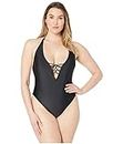 Volcom Women's Plus Size Simply Solid One Piece Swimsuit, Black, Extra Small