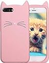 Navnika [3D Cartoon] 3D Cute Cat Beard Soft Silicone Back Cover Lovely Mobile Case for Apple iPhone 6s Plus - Rose Gold