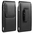 PU Leather Cell Phone Holster Swivel Belt Clip Case Compatible with iPhone 14 13 Pro Max Galaxy S23+ S22+ S21+ S20 FE Note 20 A51 A52 A53 A71 Motorola Edge 30 Ultra Pixel 6 OnePlus 9 Nord N20 (L)