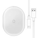 Baseus Slim Fast 15W Wireless Charger for iPhone, Airpods Pro and Qi Wireless Charging Supported Phones | Official Qi Certified | Cobble Series (White)