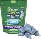Green Gobbler - Septic Saver Treatment System - Sewage & Septic Tank Cleaner - Bacteria Enzyme Packs for Monthly Septic Tank Treatments, 6 Pods (1.3oz)