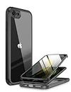 iPhone SE 2022 & 2020 Case, iPhone 8 Case [Built-in Glass Screen Protector] Military Grade Full Body 360 Shockproof Stylish Bumper Transparent Back Case Cover for iPhone SE 2020/ iPhone 8 (Black)