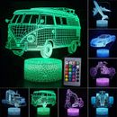 3D LED Nachtlicht Tischlampe Auto Nachtlampe Kinder Geschenk 7/16 Farbwechsel