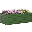 Outsunny Raised Garden Bed, 71" x 35" x 23" Galvanized Steel Planters for Outdoor Plants with Multi-Reinforced Rods for Vegetables, Flowers and Herbs, Green