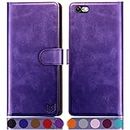 SUANPOT for iPhone 6 Plus/6S Plus 5.5 Inch case with [Credit Card Holder][RFID Blocking],PU Leather Flip Book Protective Cover Women Men for apple 6 Plus Phone case Purple