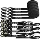 Ratchet Straps, Ohuhu 4 Pack 1.5" x 15' Ratchet Tie Down Straps with Safety Clip & 4 Soft Loops, 1100 lbs Load Cap 3300 lbs Breaking Limit, Logistic Cargo Straps for Moving Appliances Motorcycle
