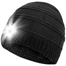 LED Beanie Hat with Light for Men Gifts Tech Gifts Christmas Stocking Stuffers Rechargeable Lighted Knit Hat Headlamp Cap Mens Gift Ideas Unique Gifts for Men for Men, Women, Teens Black