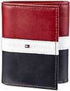Tommy Hilfiger Men's Leather Trifold Wallet, Red/White/Blue, One Size