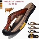 Men's Sandals Summer Beach Shoes Outdoor Leather Slippers Casual Flip Flops Size