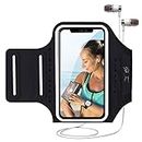 MILPROX Cell Phone Armband, Universal Waterproof Phone Arm Holder with Adjustable Elastic Band & Card Holder Fits for All Phones up to 6.5 Inches (iPhone, Samsung, LG, Pixel) for Gym, Hiking - Black