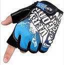 Alexvyan 1 Pair Gloves Outdoor Protective Half Finger Hand Riding, Cycling, Bike Motorcycle Gym Gloves for Men Boy (Blue)