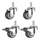 Furniture Castors,4 Pieces Swivel Castors for Furniture M6x15mm with Thread 32mm Soft Rubber TPE Thread Mini Castors Furniture Castors for Small Devices and Furniture