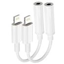 Apple MFi Certified 2 Pack Headphone Adapter for iPhone, Lightning to 3.5 mm Headphone Jack Adapter for iPhone Converter Dongle Audio Cable Compatible with iPhone 14 13 12 11 X XS 8 7