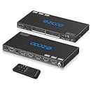 HDMI Matrix ARC 4 In 2 Out 4K HDR EDID 4K7.1/5.1/COPY Switch with SPDIF L/R Audio Extractor - Down-Scale 4K to 1080P,D-o-l-b-y Vision Atmos in Sync,HDMI Switch 4x2 CEC HDCP2.2 4K60 4:4:4 IR Remote Ext