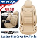 2024 PU Leather Car Cushion Mat Cover For Honda Full Set 5 Seater Beige Interior