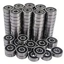 Tonmp 100 PCS 608-2RS Ball Bearing - Double Rubber Sealed Shielded Miniature Deep Groove Bearings for Furniture Wheel,Skateboards, Inline Skates, Scooters, Roller Blade Skates (8 x 22 x 7mm)