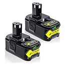 2 Packs 18V 5.5Ah Batteries Rechange pour Ryobi Batterie 18V P108 RB18L13 RB18L25 RB18L40 RB18L45 P102 P103 P104 P105 P107 P108 P122 Outils sans Fil