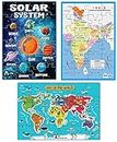 FunBlast 3 in 1 Jigsaw Puzzle for Kids - Solar System, Map of India and World Map Jigsaw Puzzles, Learning and Educational Puzzles for Children – 72 Pcs Puzzles - Multicolor