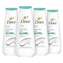 Dove Body Wash Sensitive Skin 4 Count Hypoallergenic, Paraben-Free, Sulfate-Free, Cruelty-Free, Moisturizing Cleanser Effectively Washes Away Bacteria While Nourishing Skin 20 oz