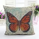 4TH Emotion Butterfly Retro Home Decor Design Throw Pillow Cover Pillow Case 18 x 18 Inch Cotton Linen for Sofa(Red)