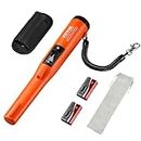 VEVOR Metal Detector Pinpointer, IP68 Fully Waterproof Handheld Pin Pointer Wand, 11.4 cm Detection Depth, 3 Modes, LCD Screen, Treasure Hunting Probe with Holster and 9V Battery, for Adults and Kids