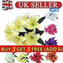 UK 10 Head Artificial Stargazer Lillies Lily Silk Fake Flower Bouquet Decor Home