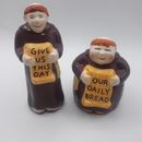 Monk Salt and Pepper Shakers Plastic Give Us This Day Our Daily Bread 