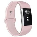 NAHAI Bands Compatible with Fitbit Charge 2, Soft Silicone Replacement Bands Adjustable Sport Wristbands Strap Accessories for Fitbit Charge 2, Women Men, Small, Sand Pink