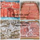 Variety Box Frozen Dog Food 24x 500g bags 12kg box. BARF RAW DIET delivered 
