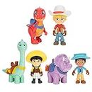 Dino Ranch 6-Figure Pack - Jon & Blitz, Min & Clover, Miguel & Tango - 3 x 3'' Dino Ranchers, 3 x 4'' Dinos, Plus Fence Pieces - Toys for Kids Featuring Your Favorite Pre-Westoric Ranchers, Multicolor