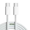 OJOS 60W USB C to USB C Charger Cable 6FT Type C Charging Cable Cord Fast Charging Compatible with iPhone 15/15 Pro/15 Plus/15 Pro Max,Samsung Galaxy S23,i Pad Pro/Mini,MacBook Air (White)