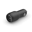 Belkin 37W Dual Port (USB-C & USB-A) Fast Charge Car Charger Adapter. with 25W USB-C & 12W USB-A Ports Quick Charge All Compatible Devices (Mobiles, Tablets, Speakers and More), Black