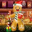 OurWarm Christmas Inflatables Outdoor Decorations Gingerbread Man, 8FT Inflatable Christmas Yard Decorations with Build-in 8 LEDs, Christmas Blow-up Yard Decorations for Outdoor Indoor Lawn Garden
