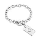 Katia Designs 'TAKE A DEEP BREATH AND LET THAT SHIT GO' Empowering Chain Bracelet - 8.0" Silver Finish